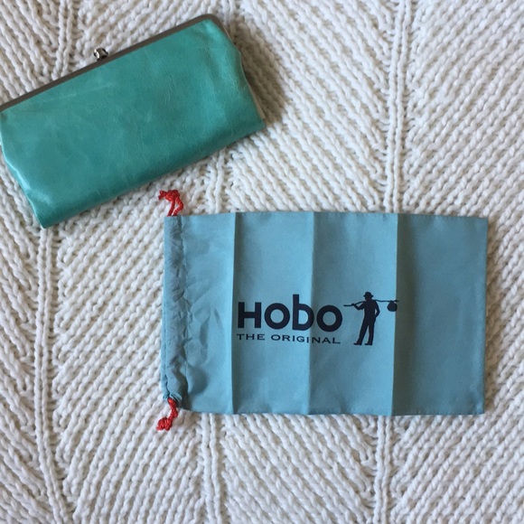 HOBO Handbags - New HOBO Leather Lauren Clutch Wallet Aqua